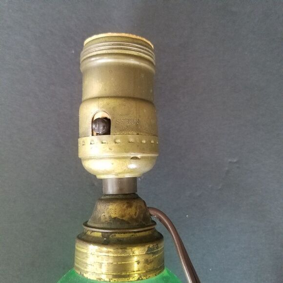 Vintage Westmoreland? Green Pressed Depression Glass Converted Whale Oil Lamp - Picture 10 of 10